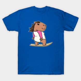 Capybara Surfer Girl Surfing T-Shirt